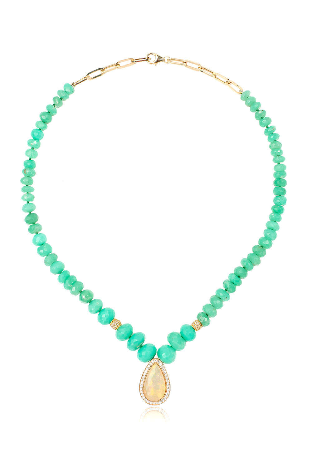 L.A. STEIN Peruvian Opal Beaded Necklace with Australian Opal Pendant