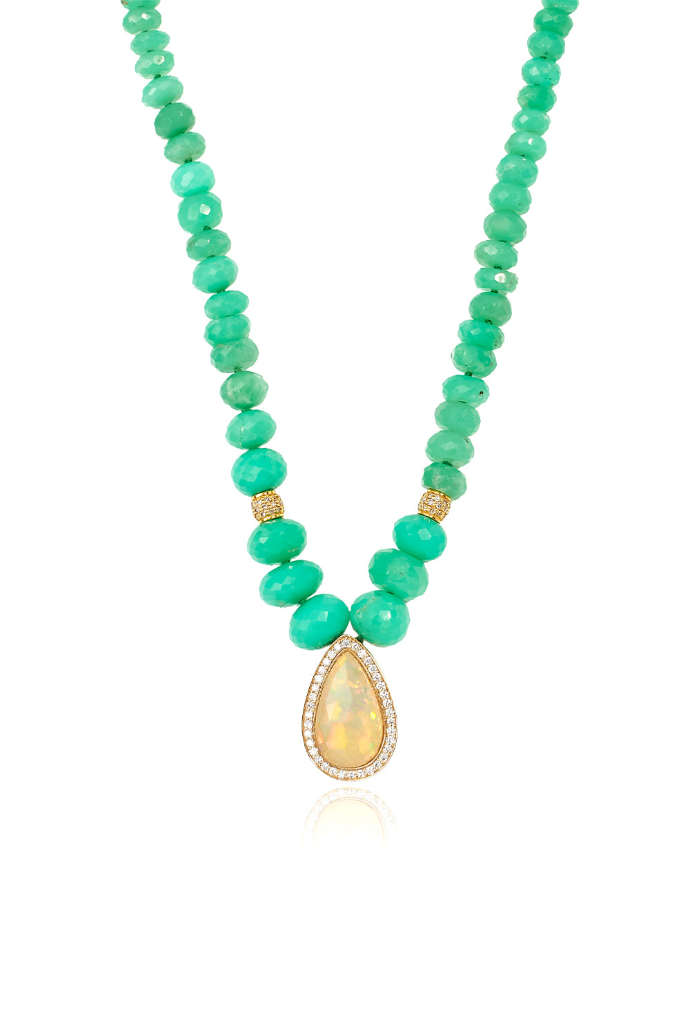 L.A. STEIN Peruvian Opal Beaded Necklace with Australian Opal Pendant