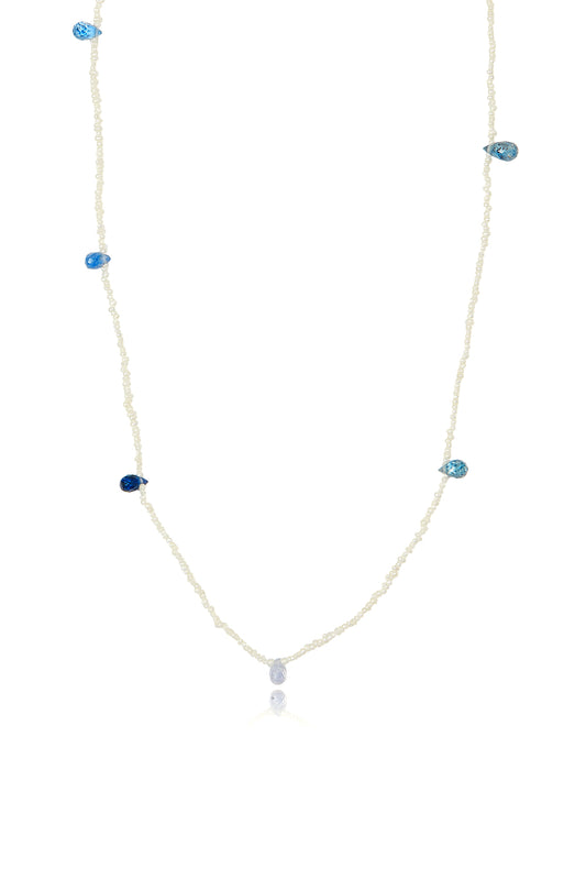 L.A. STEIN Sapphire and Keshi Pearl Beaded Necklace