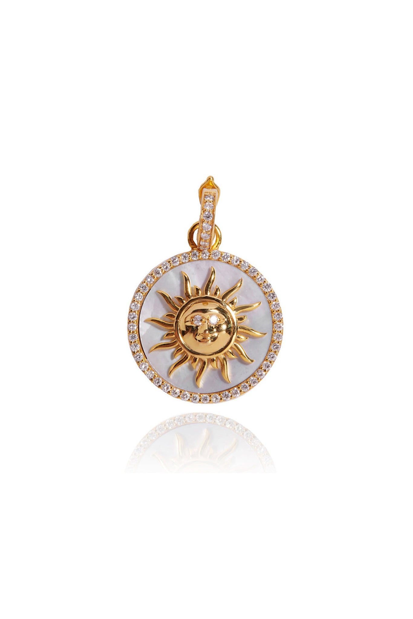 Small Diamond Mother of Pearl Sole Pendant in 18k Yellow Gold