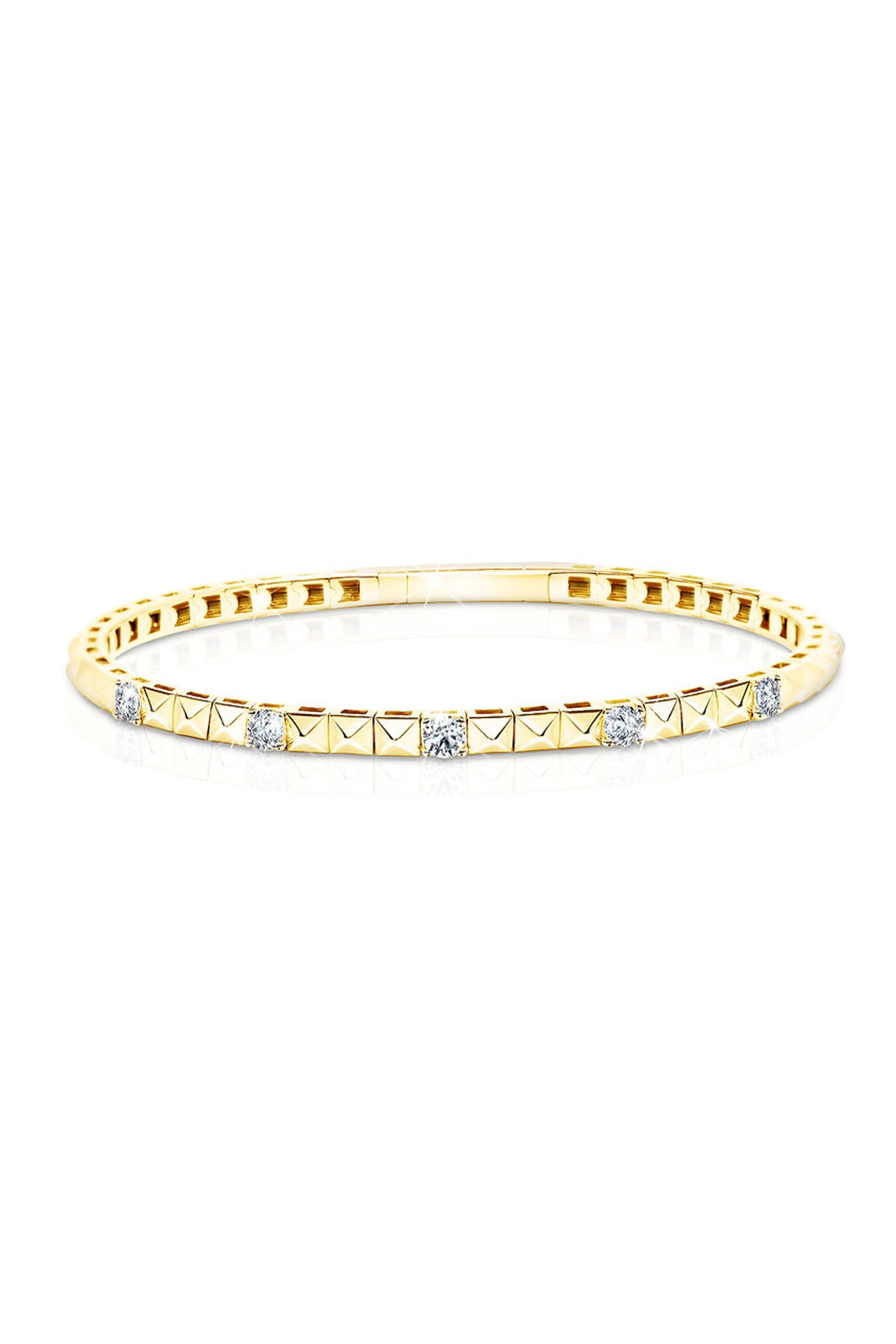 Spaced Diamond Triangle Flex Bracelet in 14k Yellow Gold