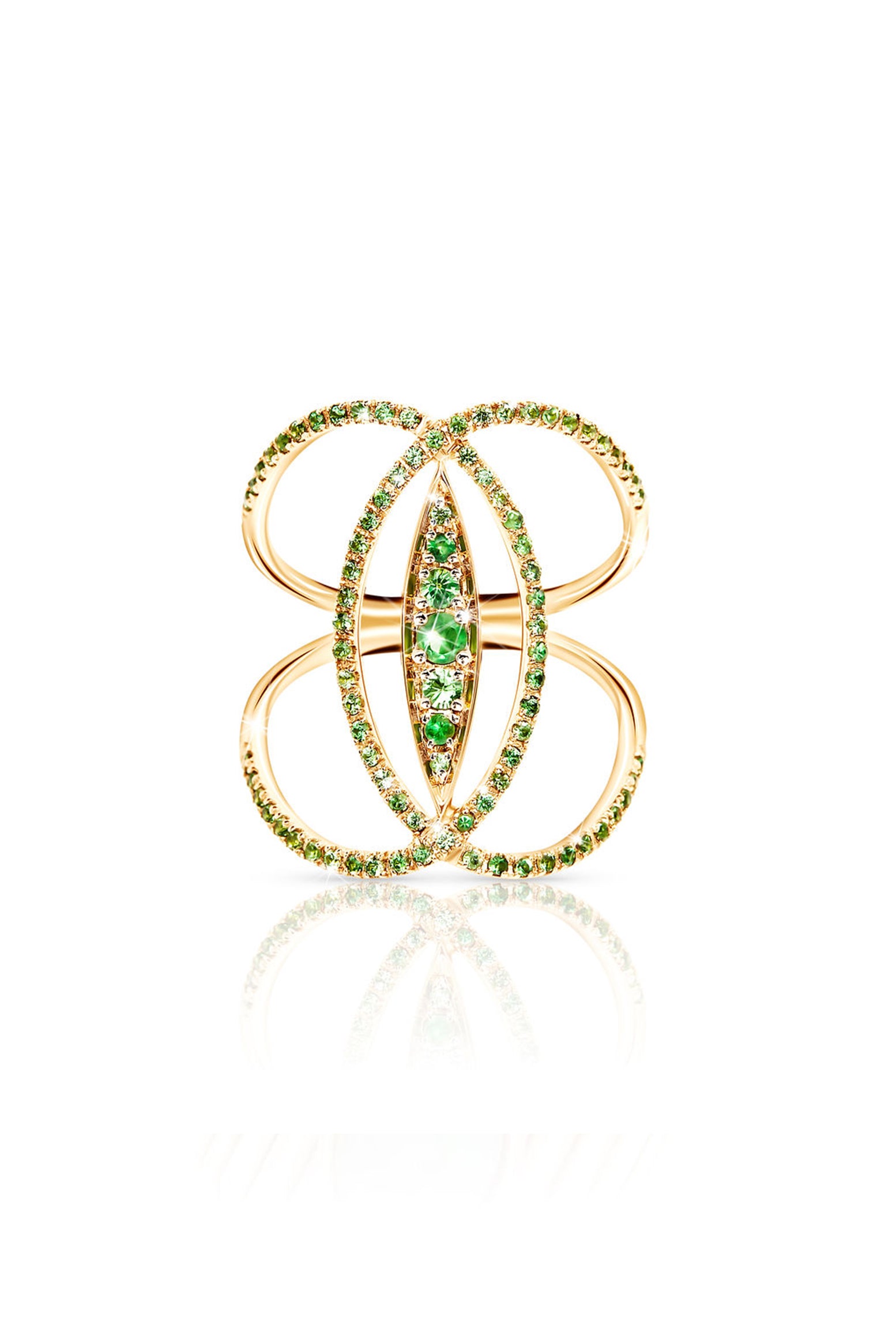 Tsavorite Marquis Ring in 18k Yellow Gold