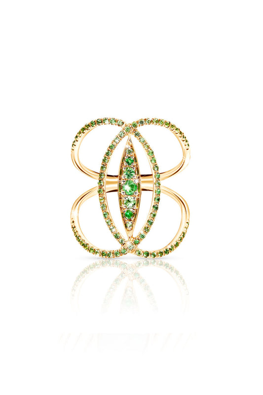 L.A. STEIN Tsavorite Marquis Ring in 18k Yellow Gold