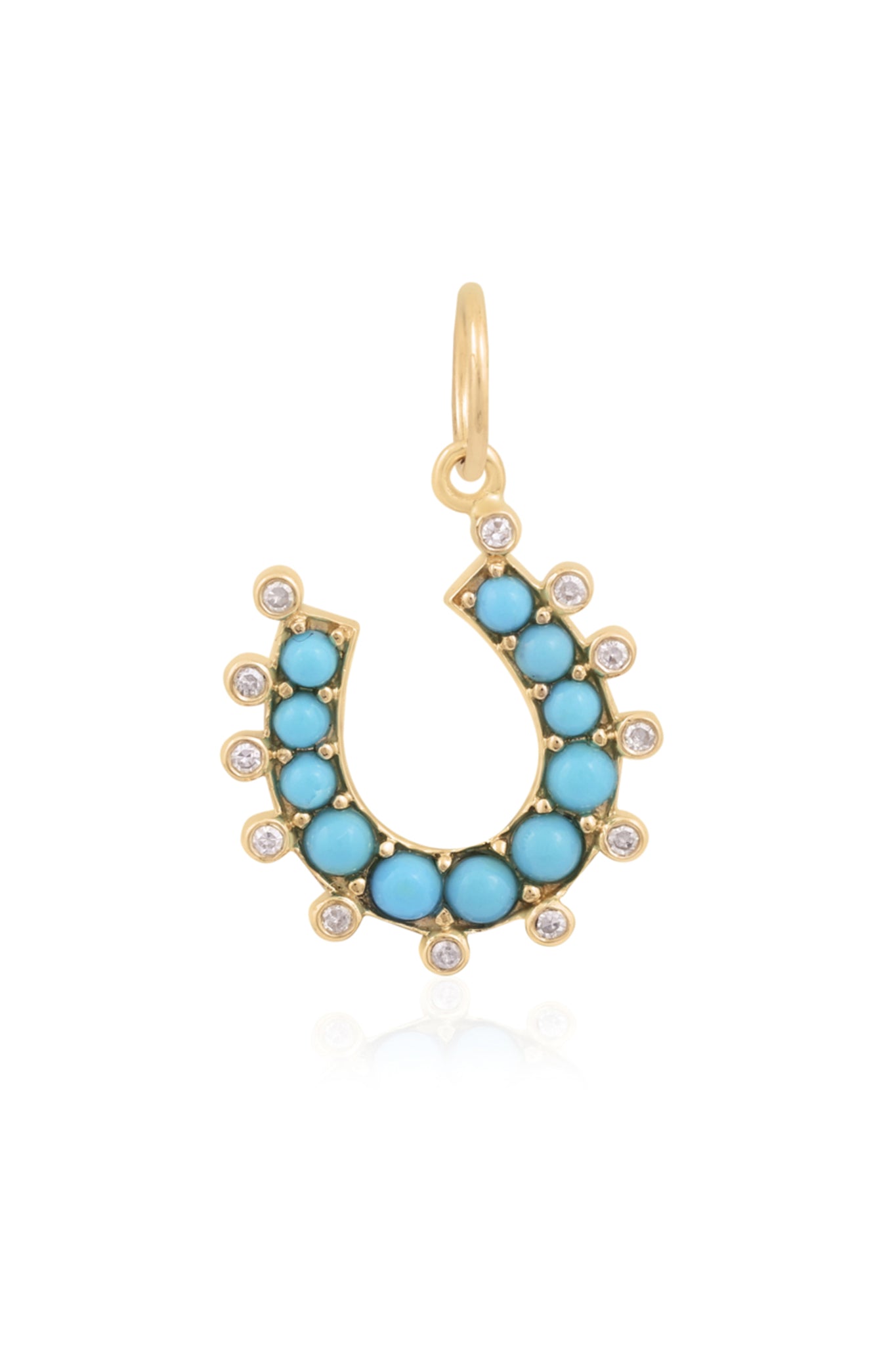 Turquoise Horseshoe Pendant in 14k Gold
