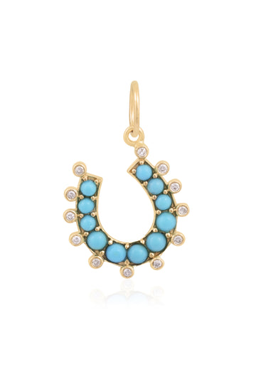 Turquoise Horseshoe Pendant in 14k Gold