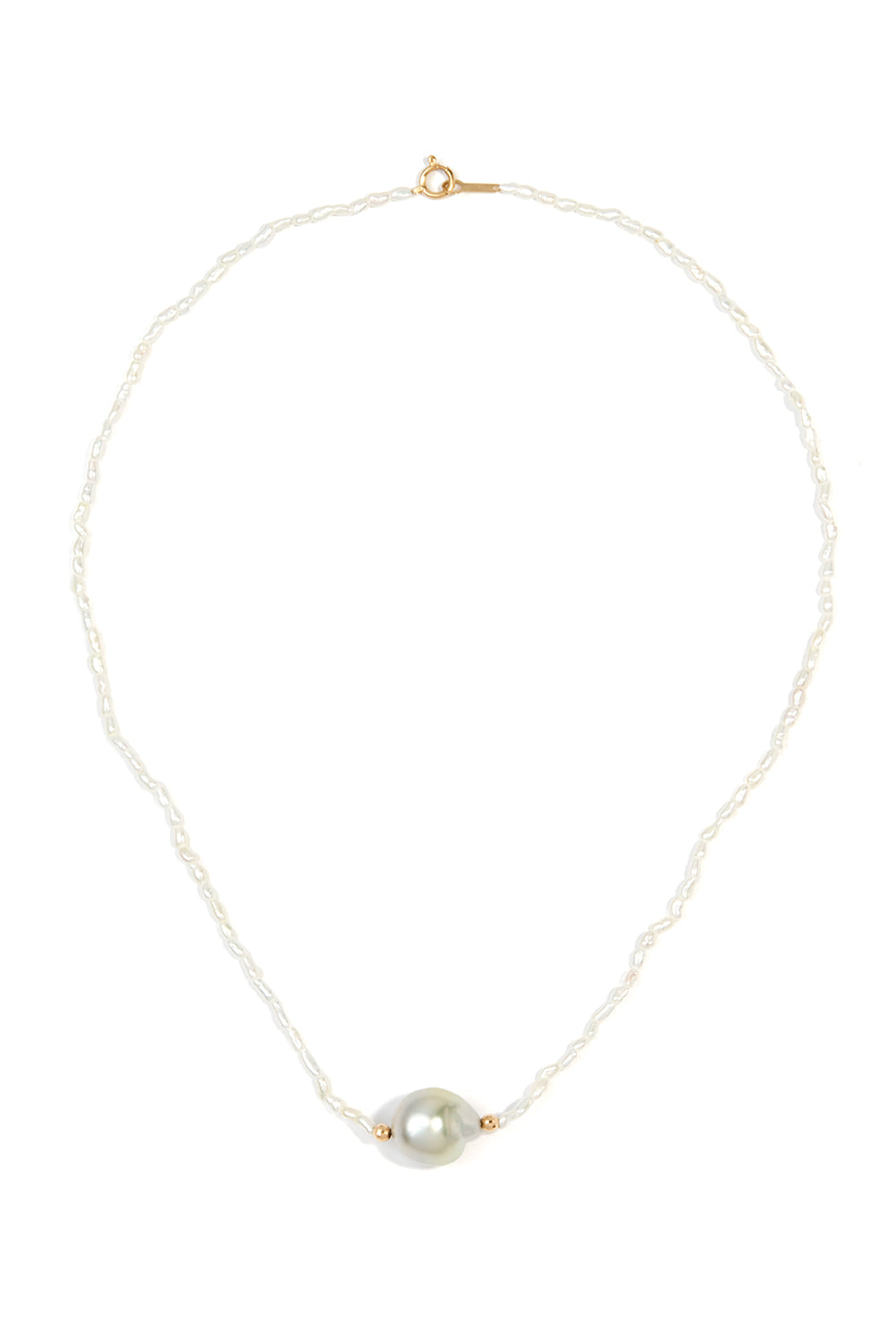 White Natural Oval Keshi Pearl Necklace