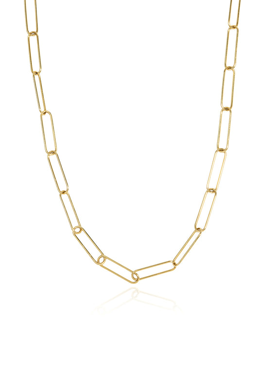 L.A. STEIN Elongated Paperclip Chain in 14k Yellow Gold