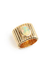 L.A. STEIN Ethiopian Opal Fluted Ring in 18k Yellow Gold