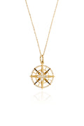 L.A. STEIN Rose Cut Brown Diamond Compass Necklace in 18k Yellow Gold