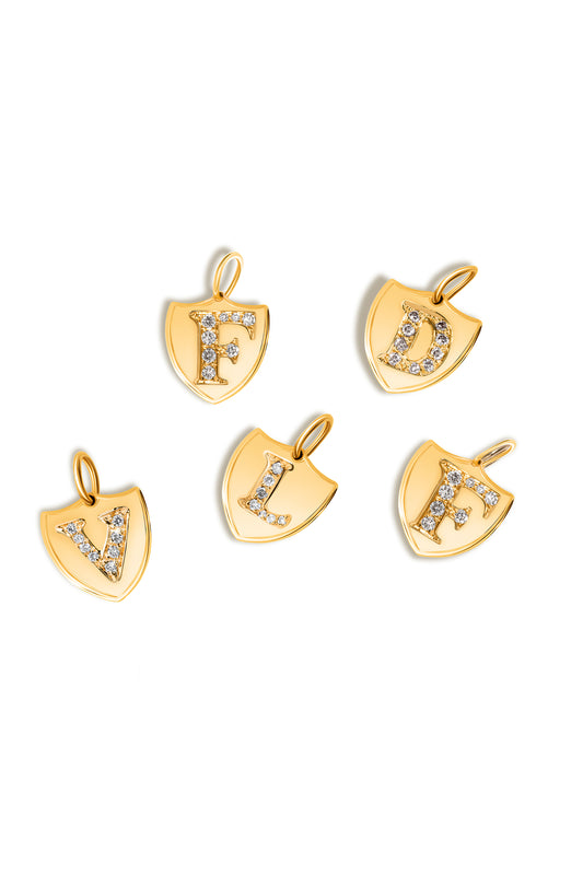 Diamond Initial Crest Charm
