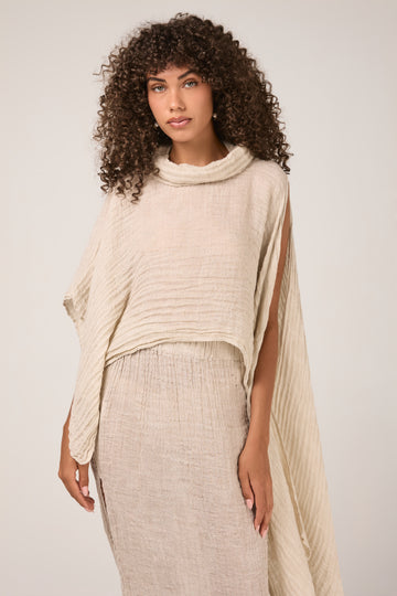 Cairo Linen Scriba Poncho in Naturale