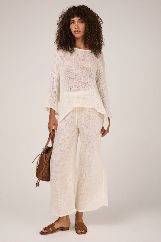Campagna Maglia Foglia Linen Shirt in Latte