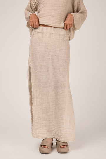 Gonna Sahara Cairo Linen Skirt in Naturale