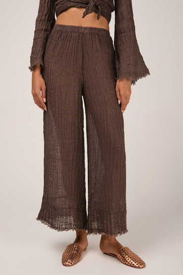 Pantalone Azz Garzara Egitto Linen Pant in Carrubo