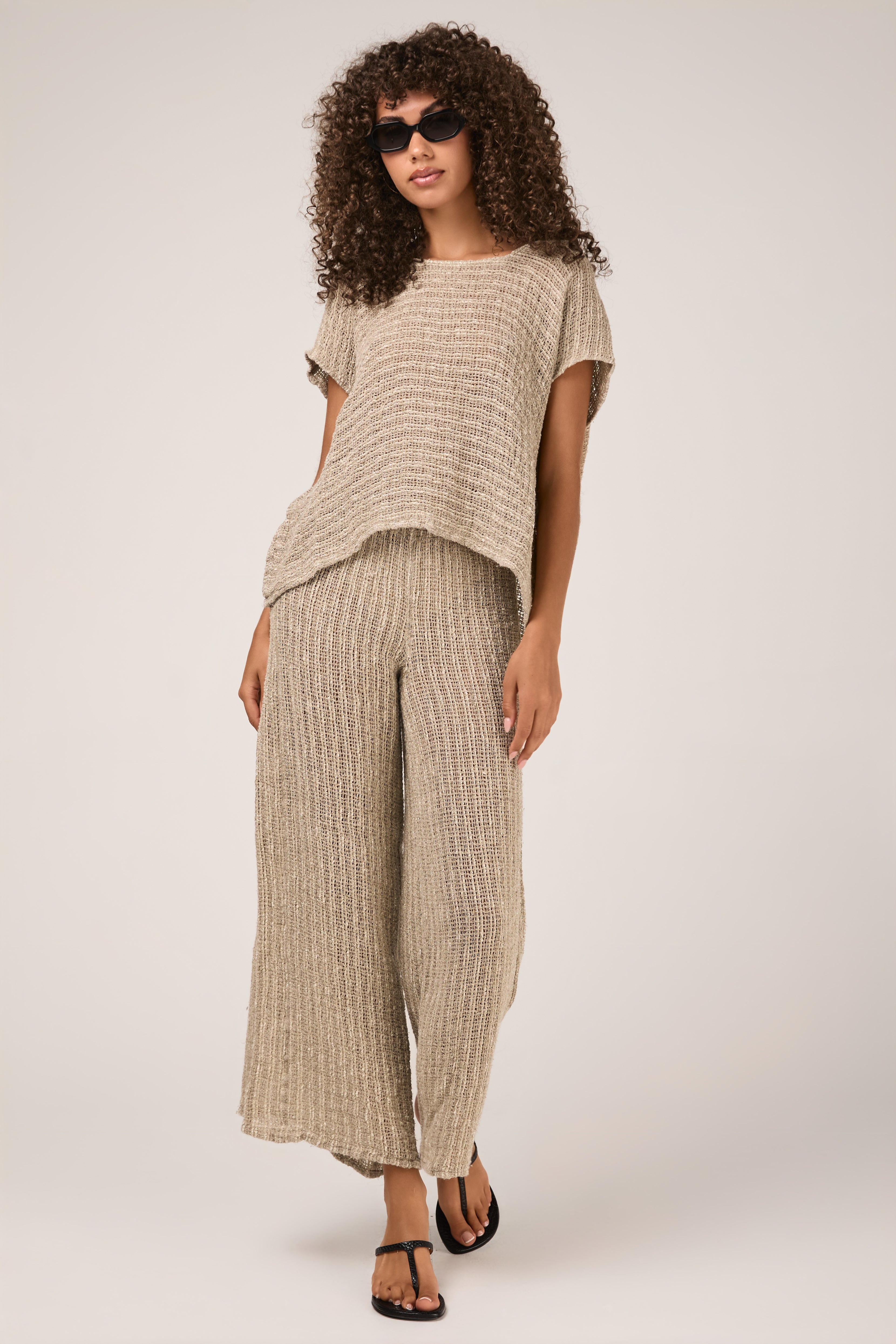 Bottega di Brunella Wide Leg Linen Pant | Beige | T. Boutique