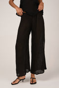 LA BOTTEGA DI BRUNELLA Pantalone Sequoia Garzata Linen Pant in Nero