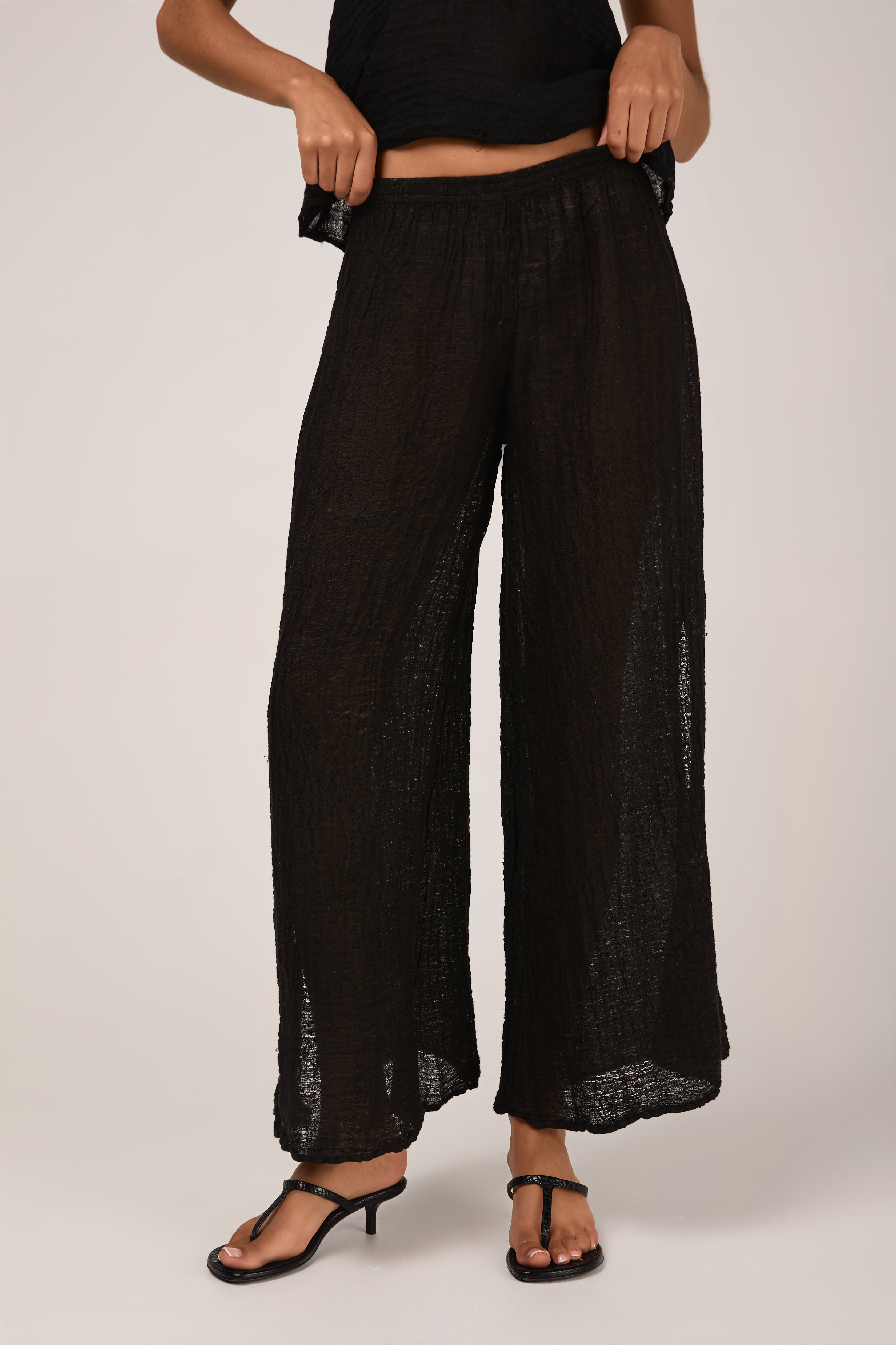 Pantalone Sequoia Garzata Linen Pant in Nero