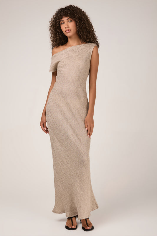 LA BOTTEGA DI BRUNELLA Vestito Cleopatra Tela Luxor Linen Dress in Naturale