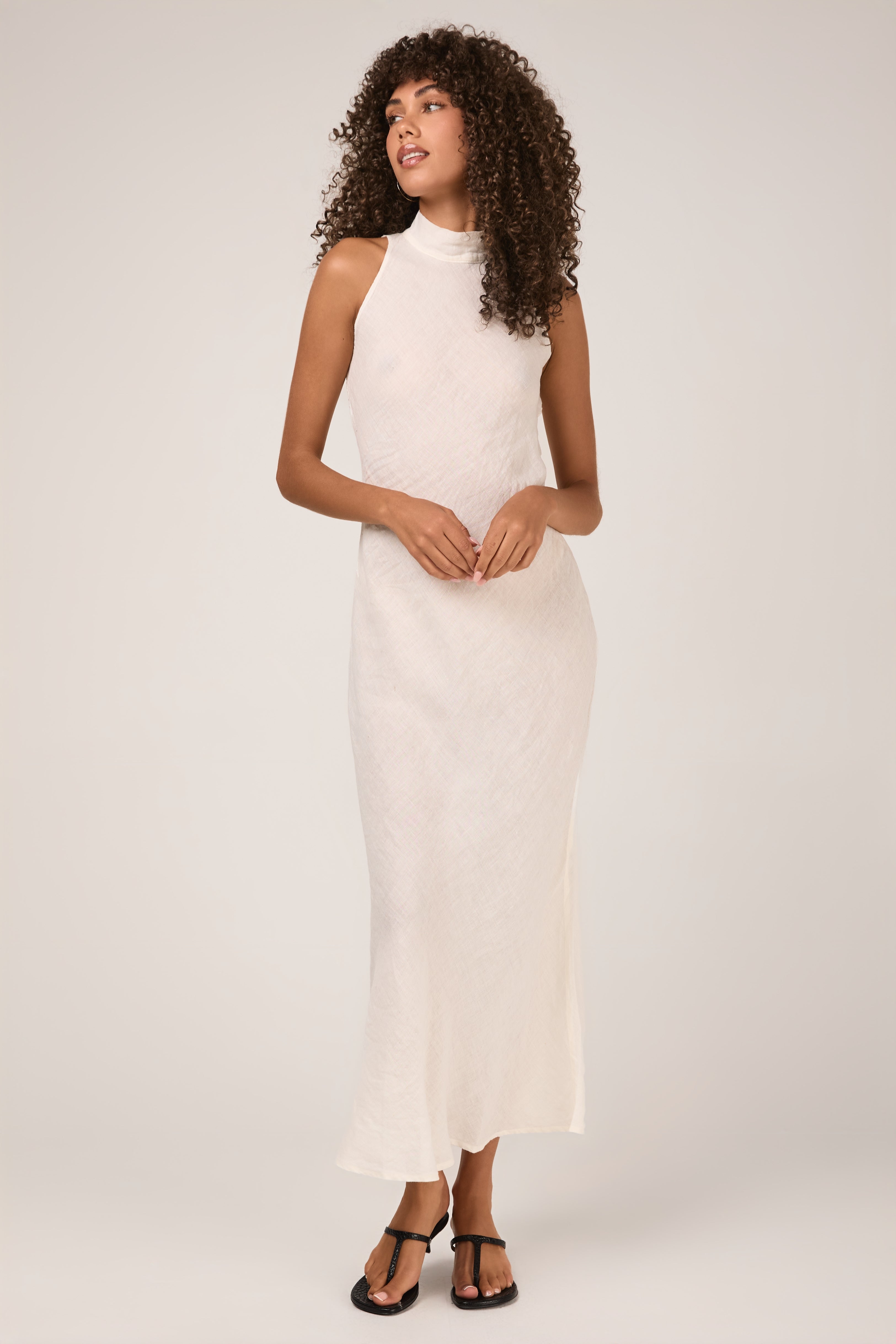 Vestito Ramses Battista Linen Dress in Latte