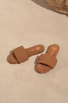 MANEBÍ Terry Cotton Slide Sandals in Cuero and Orange Palm