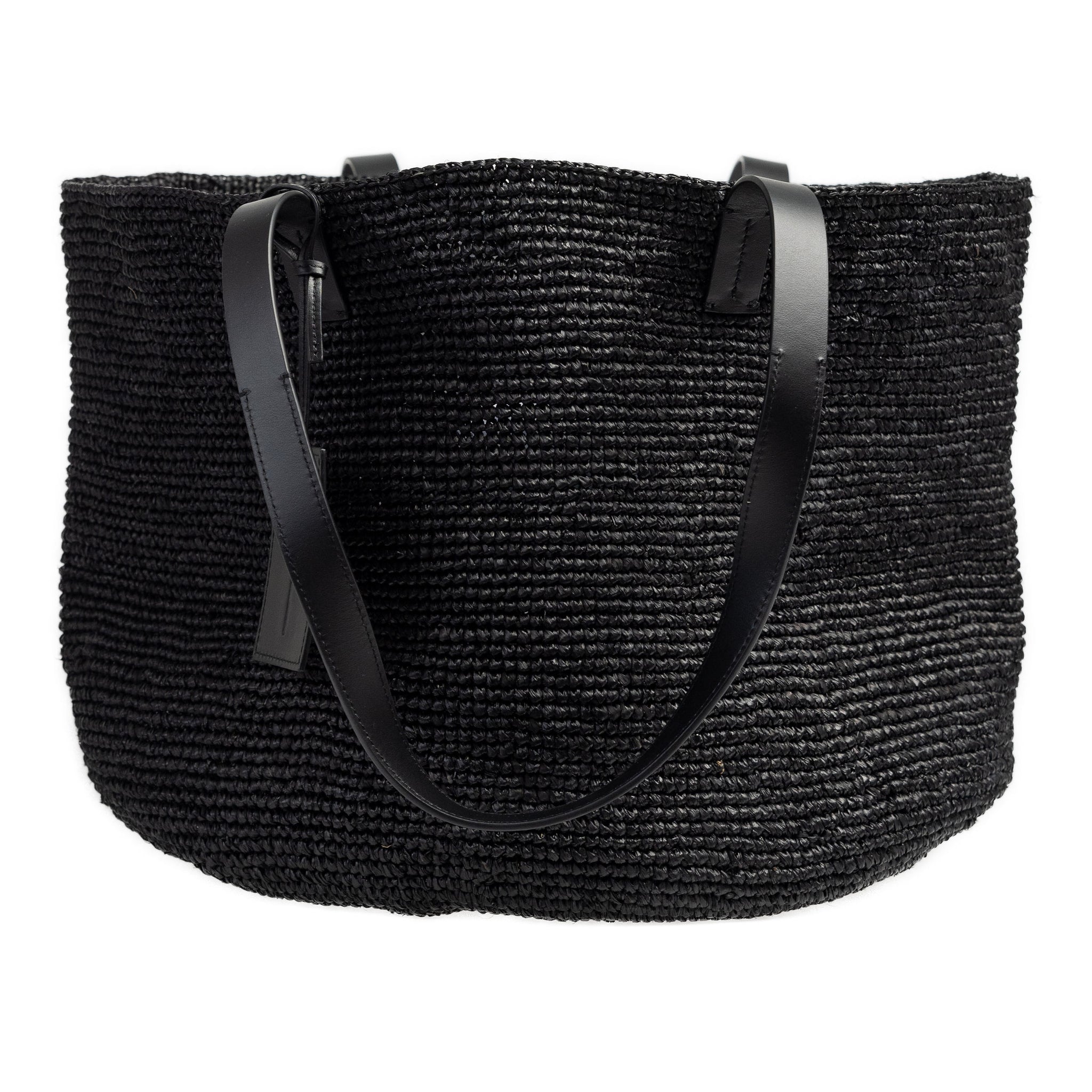 MANEBÍ Basket Bag in Natural Black Raffia