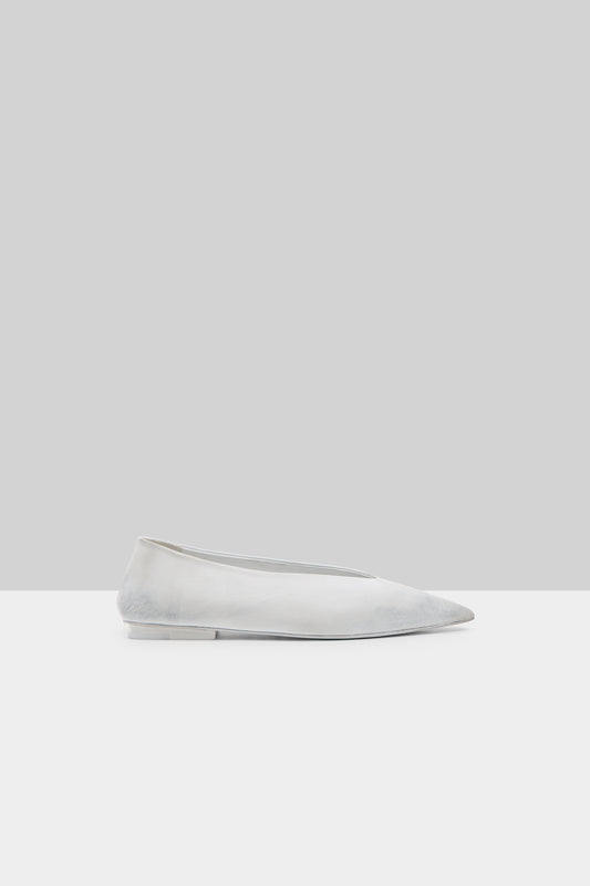 MARSÈLL Ago Derby Ballerina Leather Shoe in Bianco-Grigio