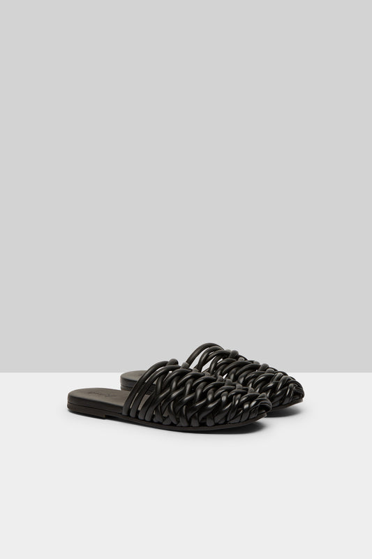 MARSÈLL Steccoblocco Leather Mule Sandal in Nero