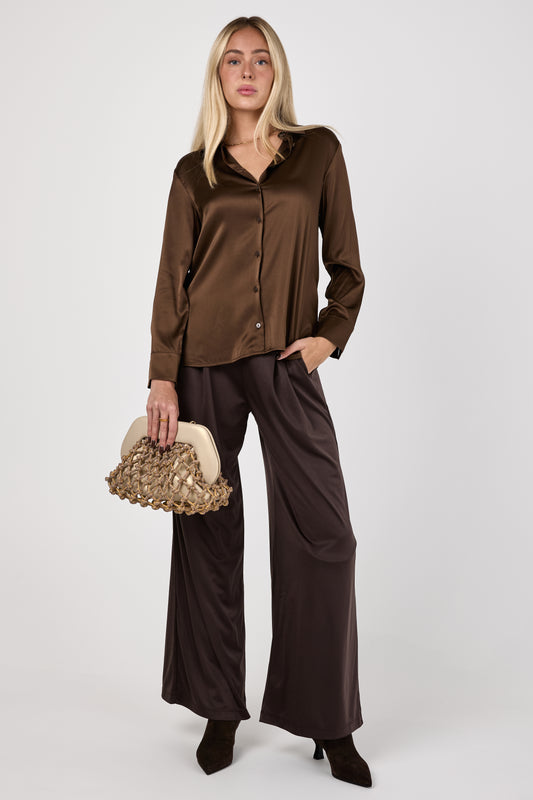 Finire Silk Shirt in Brown