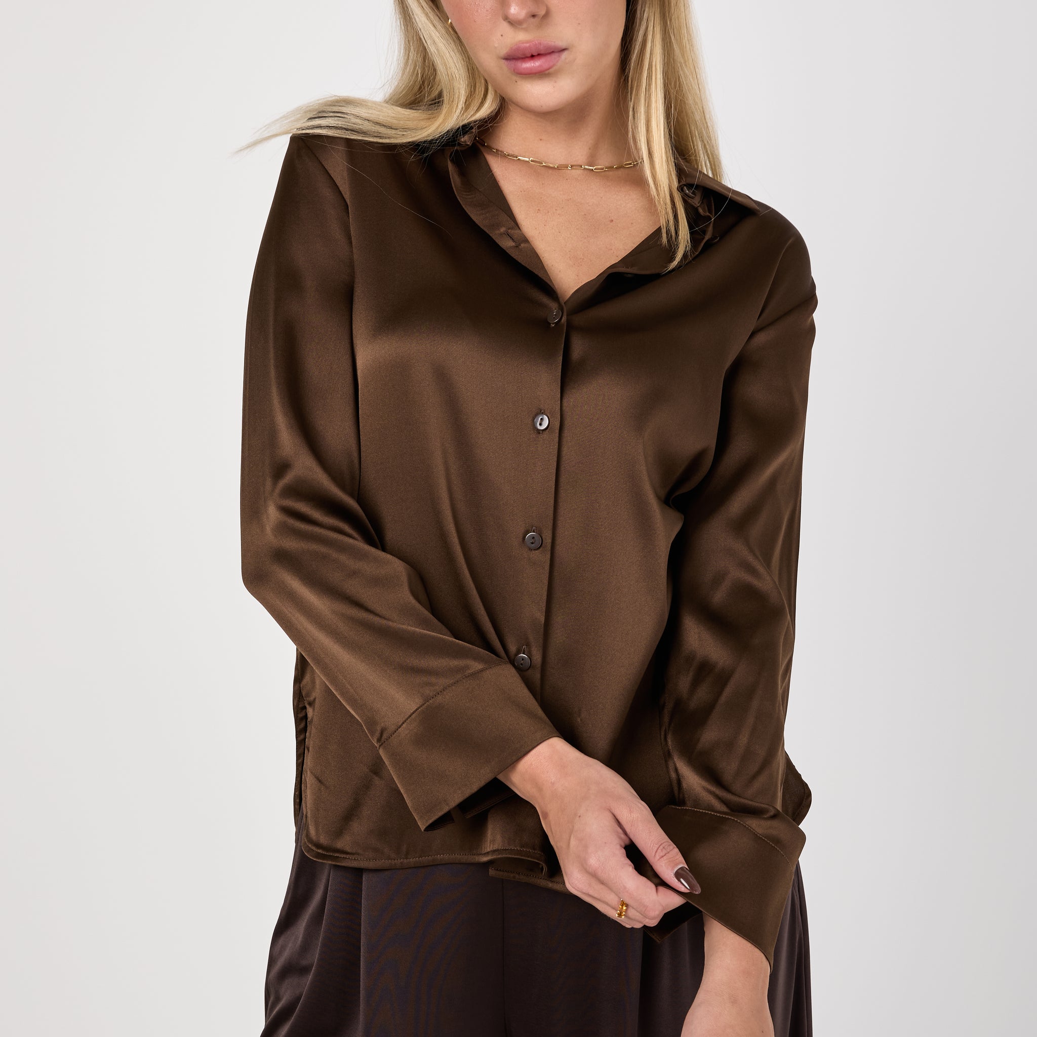 MAX MARA Finire Silk Satin Blouse | Brown | T. Boutique MAX MARA Finire Silk Satin Blouse | Brown | T. Boutique