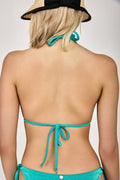 MAX MARA LEISURE Alea Bikini Bathing Suit Top in Green Lurex