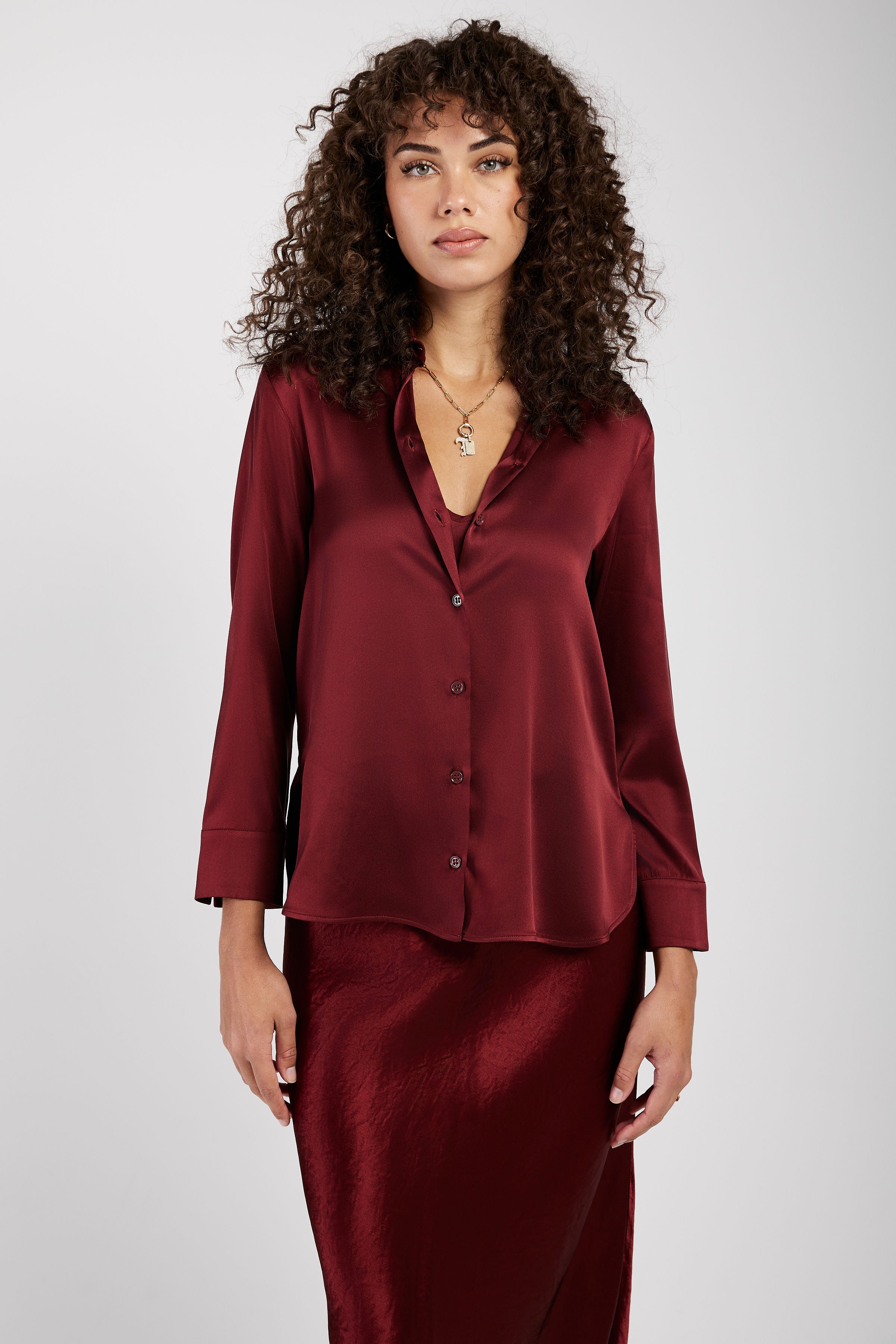 Ofridi Silk Blouse in Brick Red