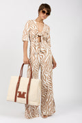 MAX MARA LEISURE Papiri Jumpsuit Overall in Beige Zebra