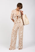 MAX MARA LEISURE Papiri Jumpsuit Overall in Beige Zebra