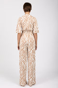 MAX MARA LEISURE Papiri Jumpsuit Overall in Beige Zebra