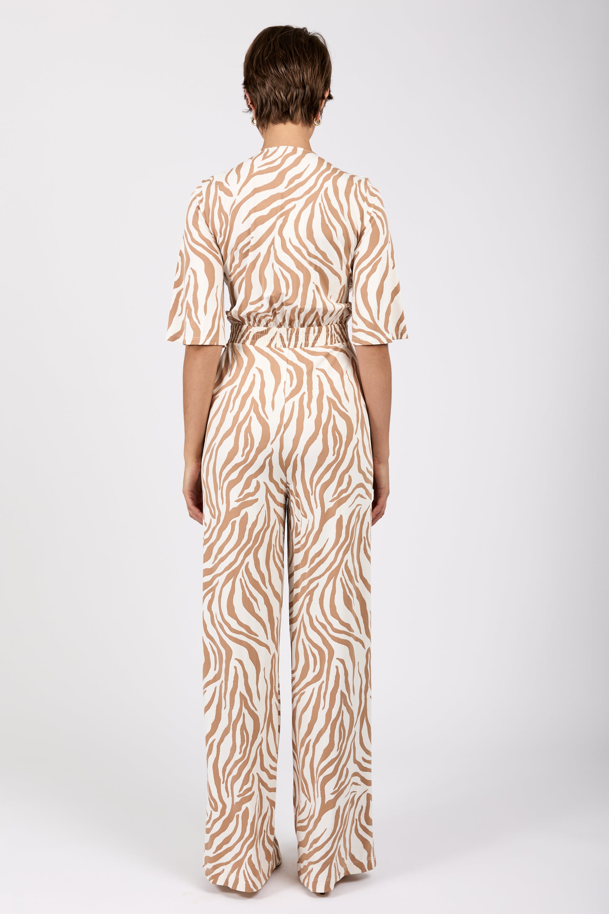 MAX MARA LEISURE Papiri Jumpsuit Overall in Beige Zebra