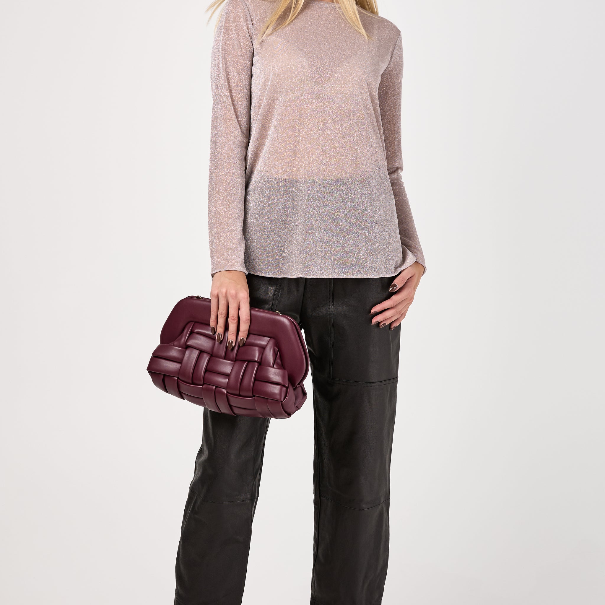 Prugna Knit Top in Powder Lurex