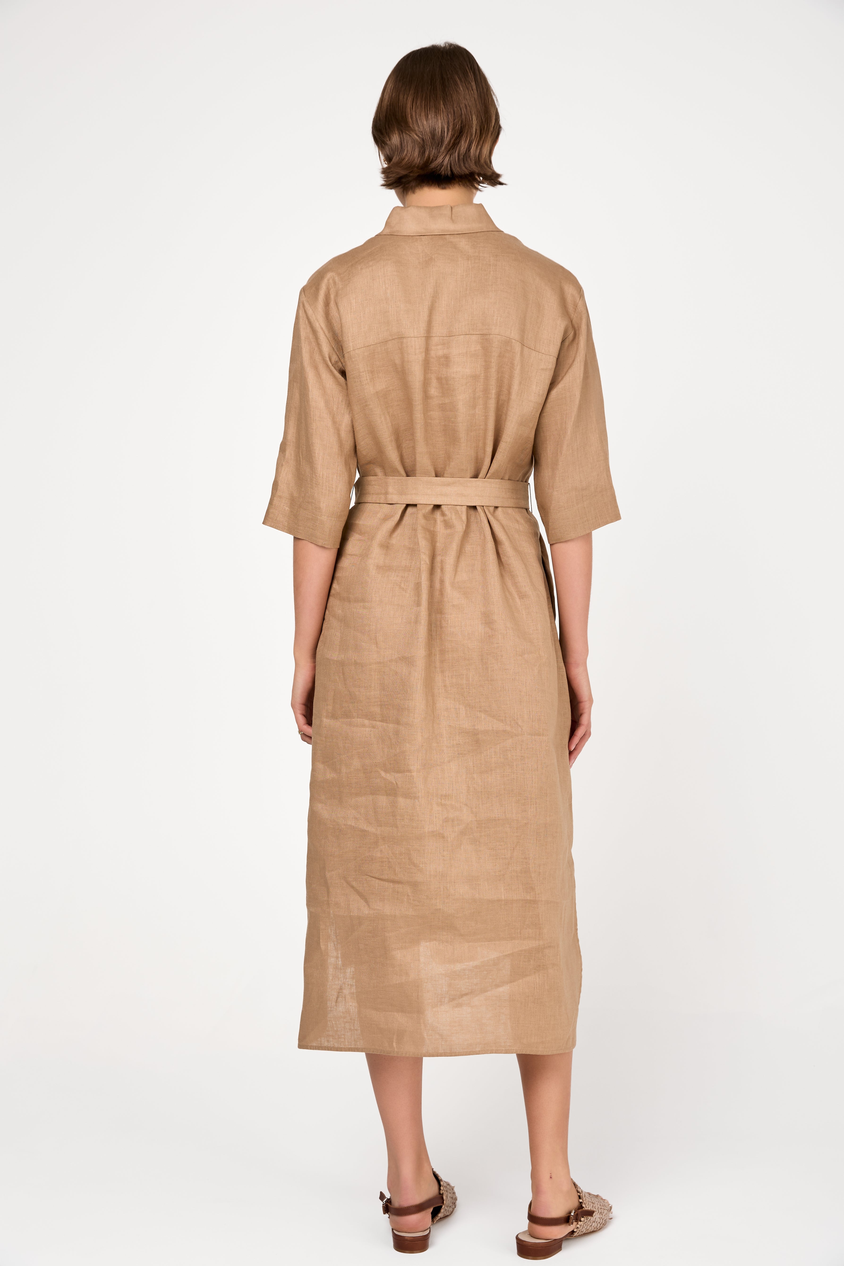 Max Mara Linen Button Down Long Dress | Camel | T. Boutique Max Mara Linen Button Down Long Dress | Camel | T. Boutique