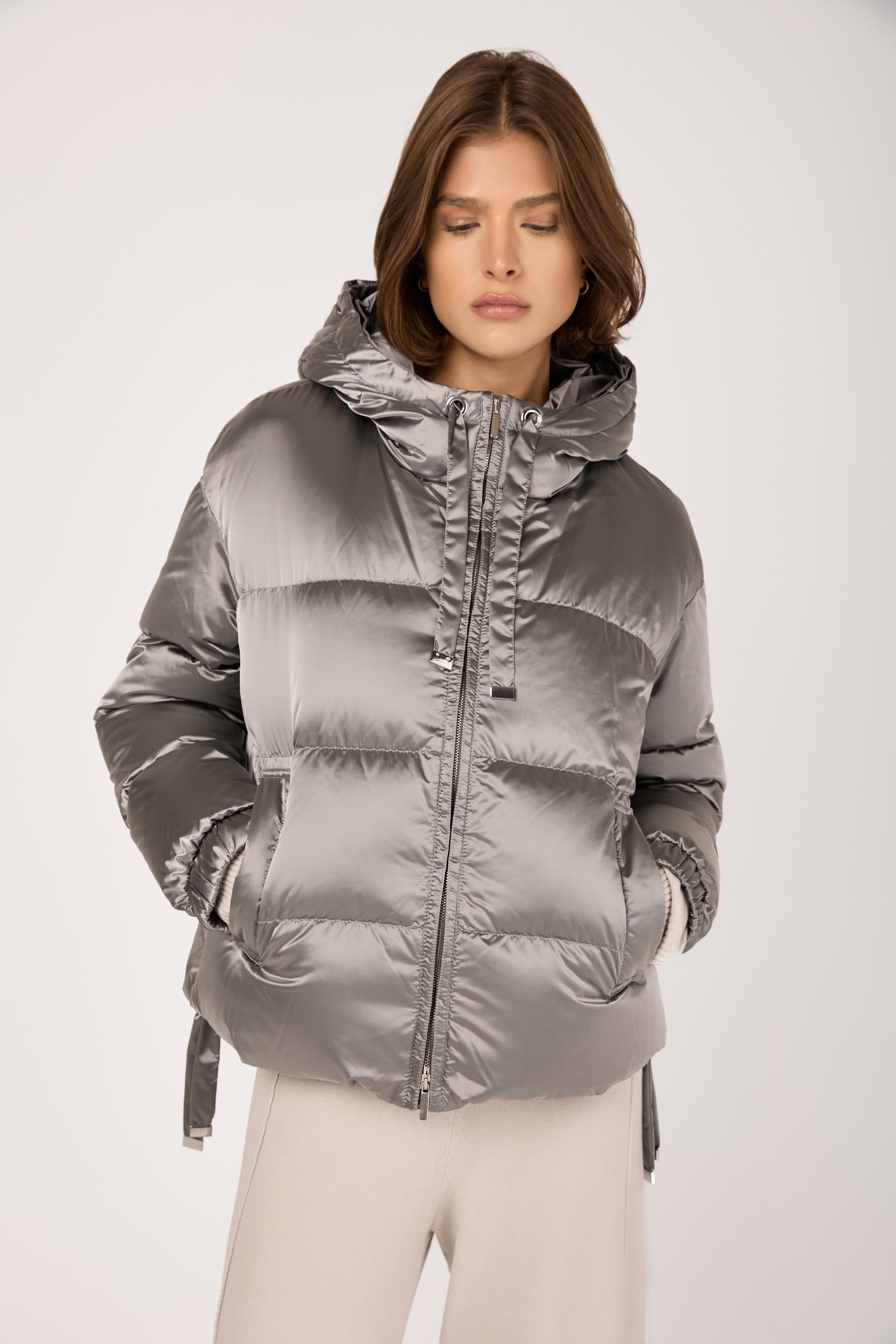 MAX MARA Crochet Puffer Jacket | Silver | T. Boutique