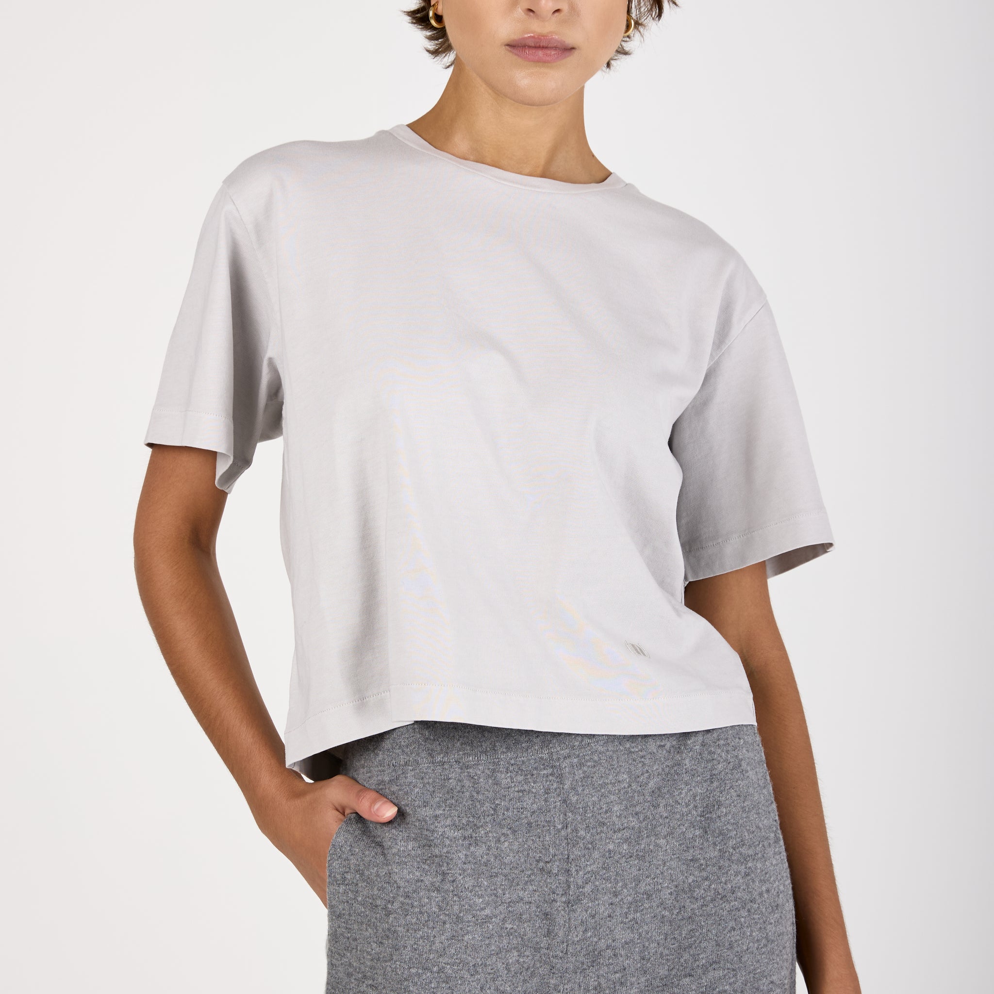 Cotton Crewneck Jersey T-Shirt in Ice