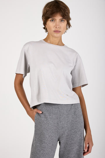 Cotton Crewneck Jersey T-Shirt in Ice