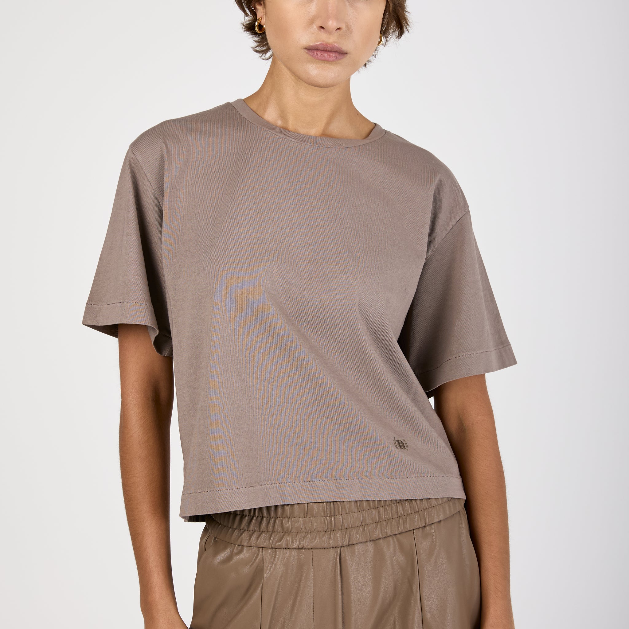 Cotton Crewneck Jersey T-Shirt in Mink