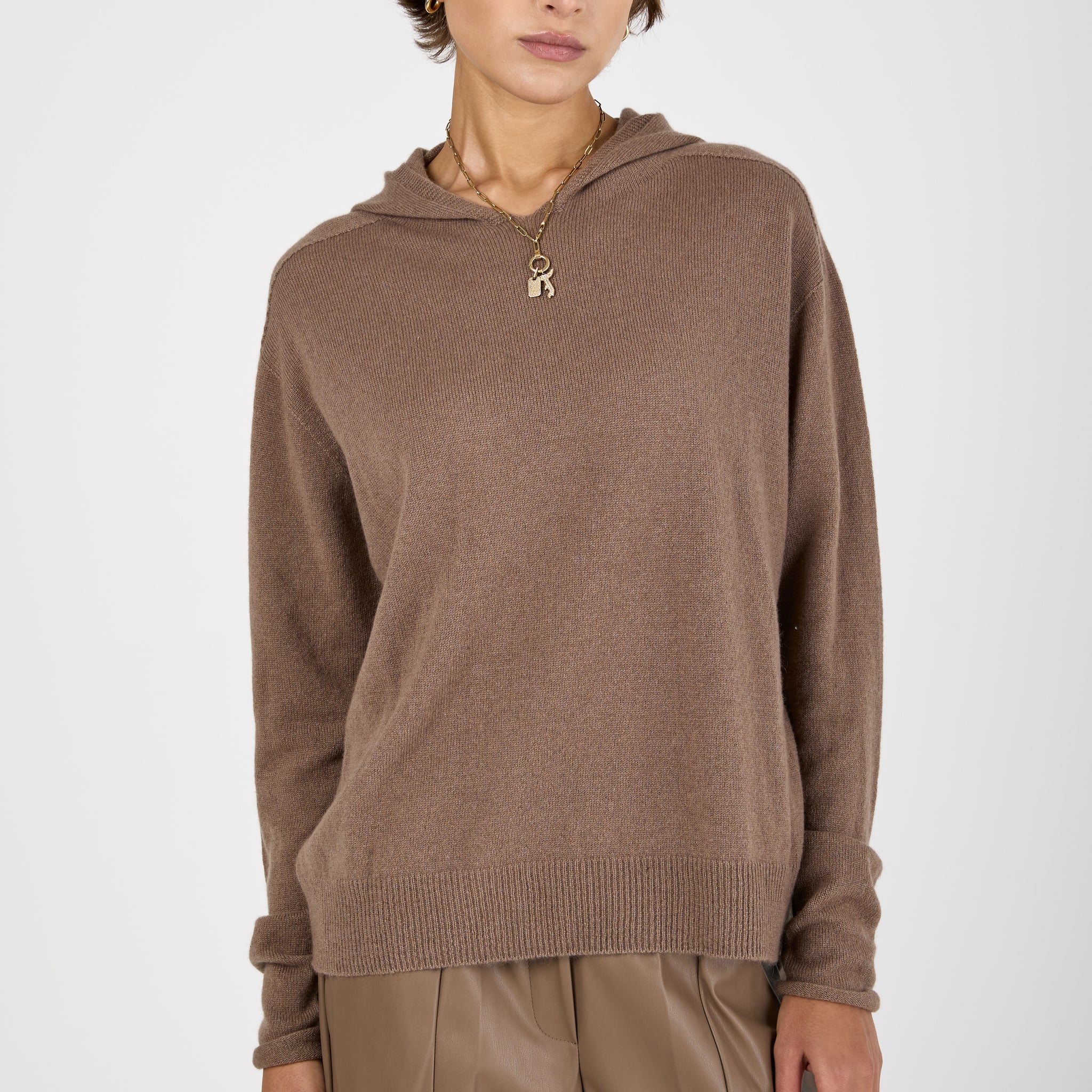 Hooded Cashmere Sweater in Mink