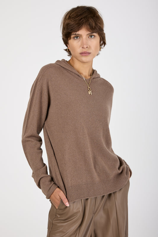 Hooded Cashmere Sweater in Mink