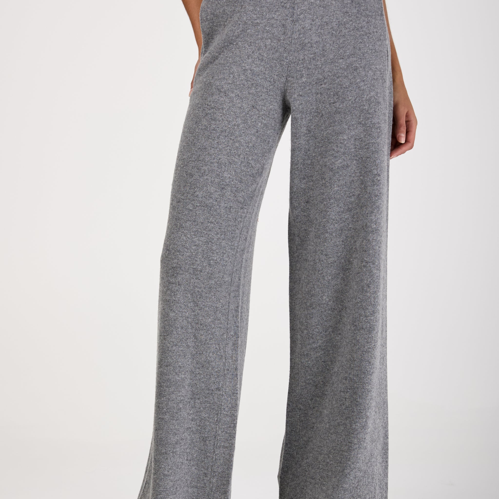 Virgin Wool Felt Wide Leg Pant in Grey