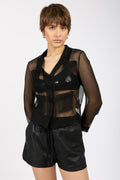 N°21 Sheer Silk Blazer Top in Black