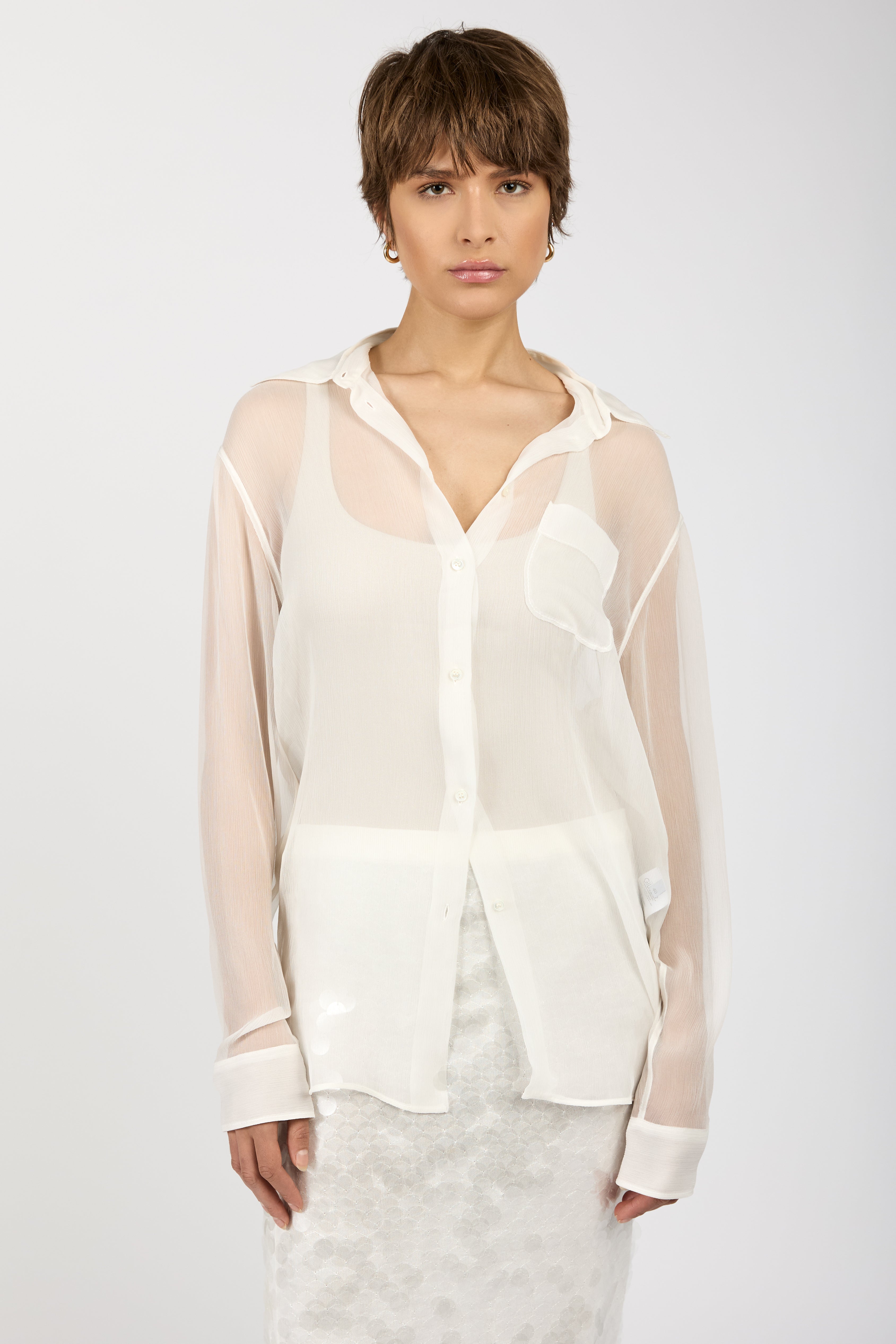 Sheer Silk Shirt in Ecru