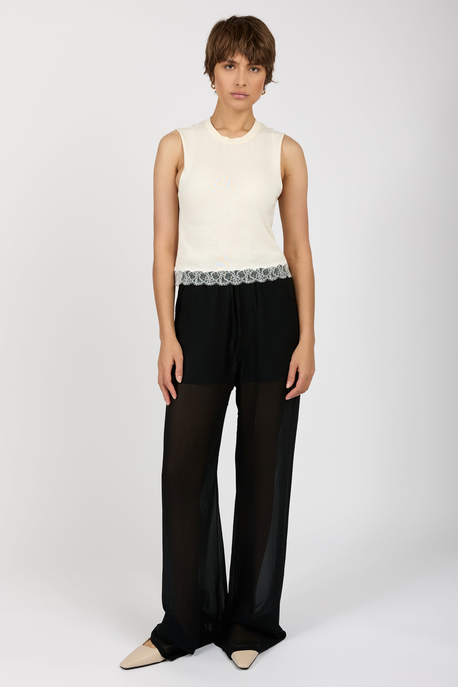 ANDREA YA'AQOV Sheer Pant with Boxer in Nero