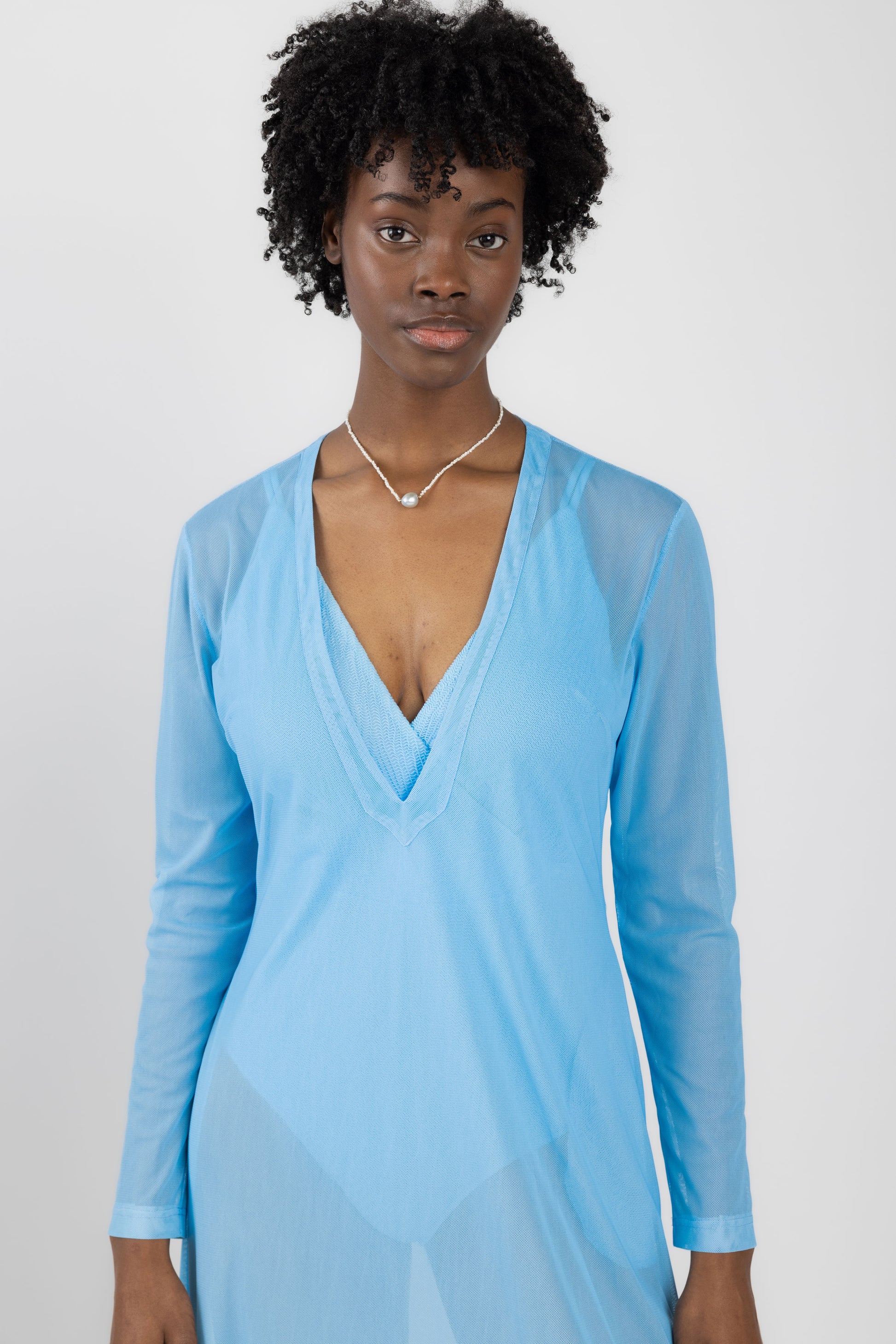 PELSO Lily N°58.1 Printed Mesh Cover Up in Blue Heron