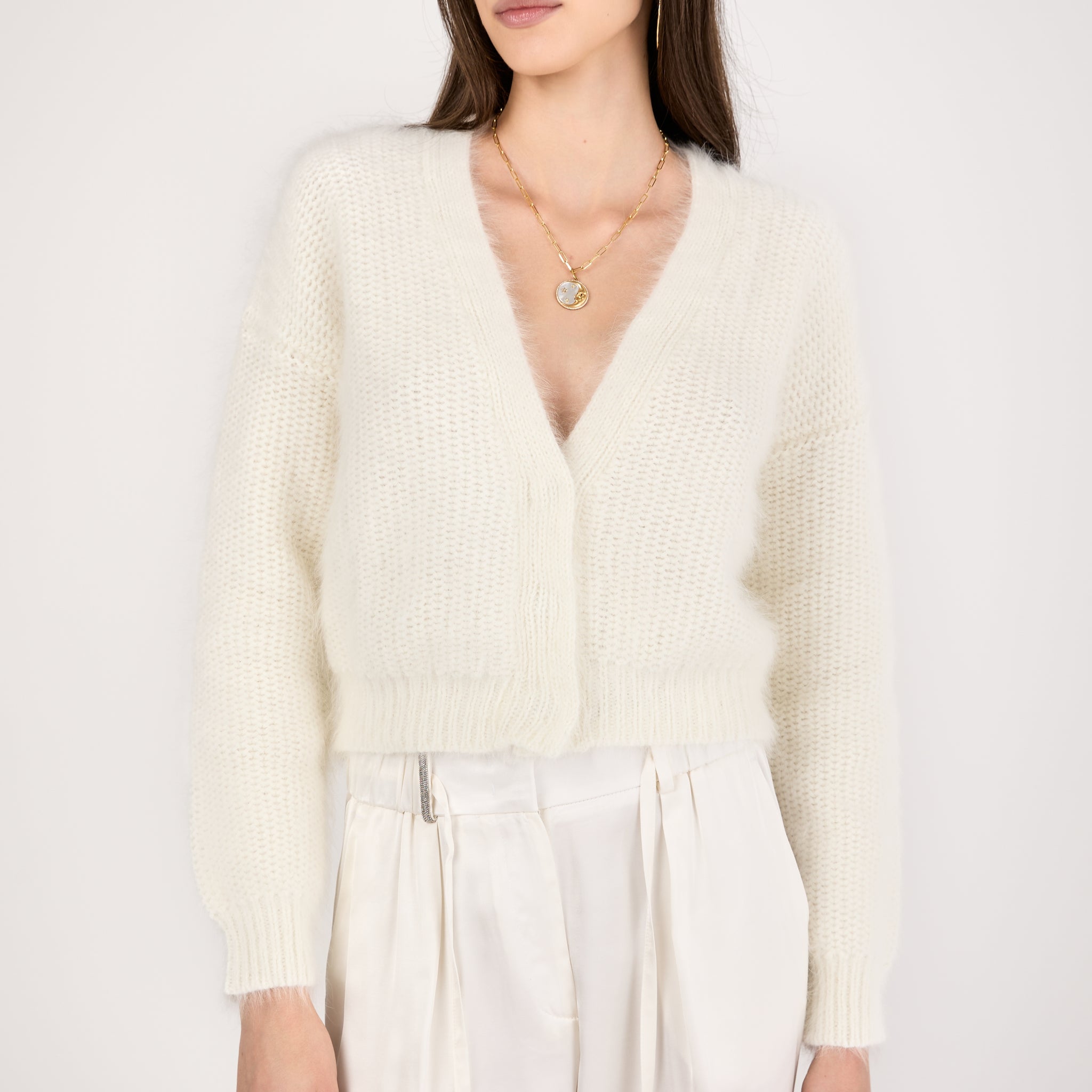 Angora Cardigan in Natural White