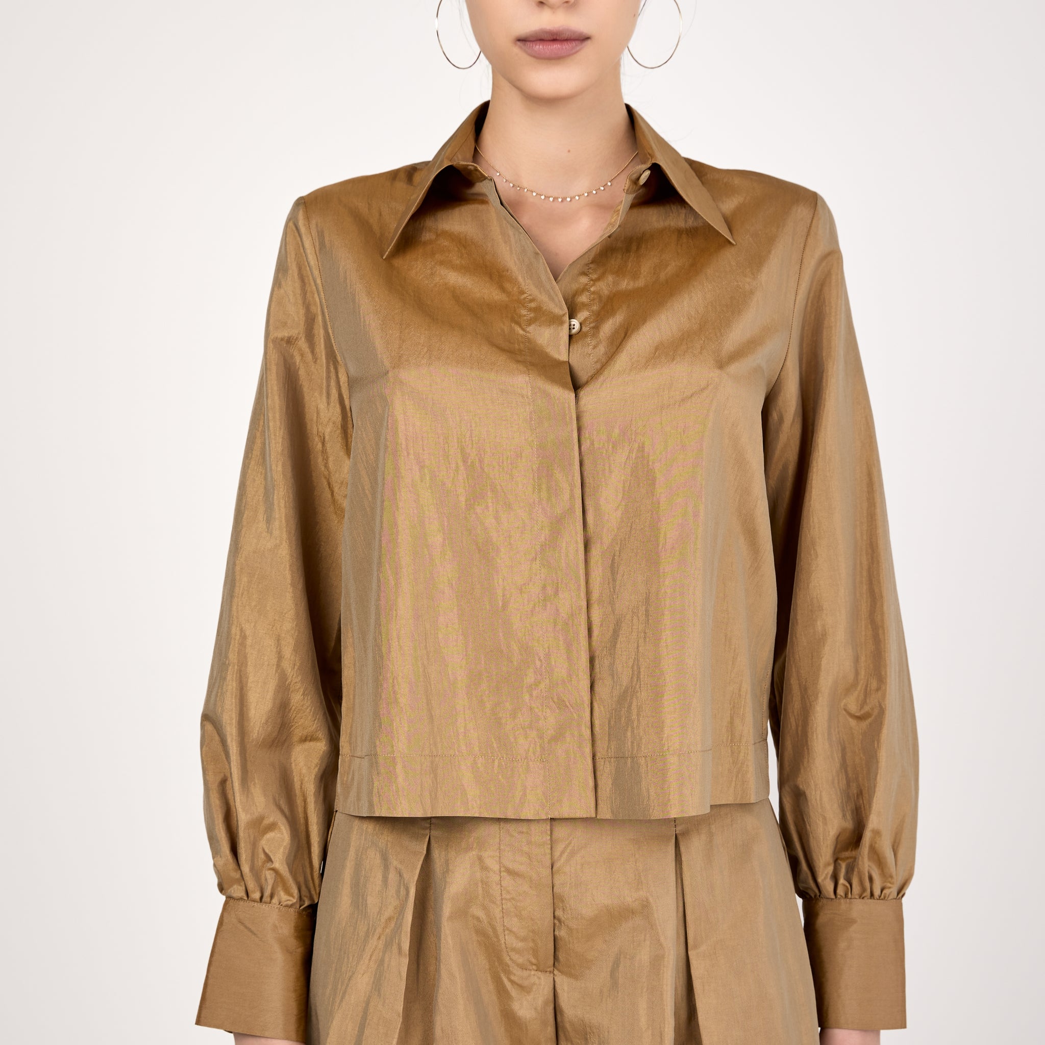 Cropped Shirt in Camel